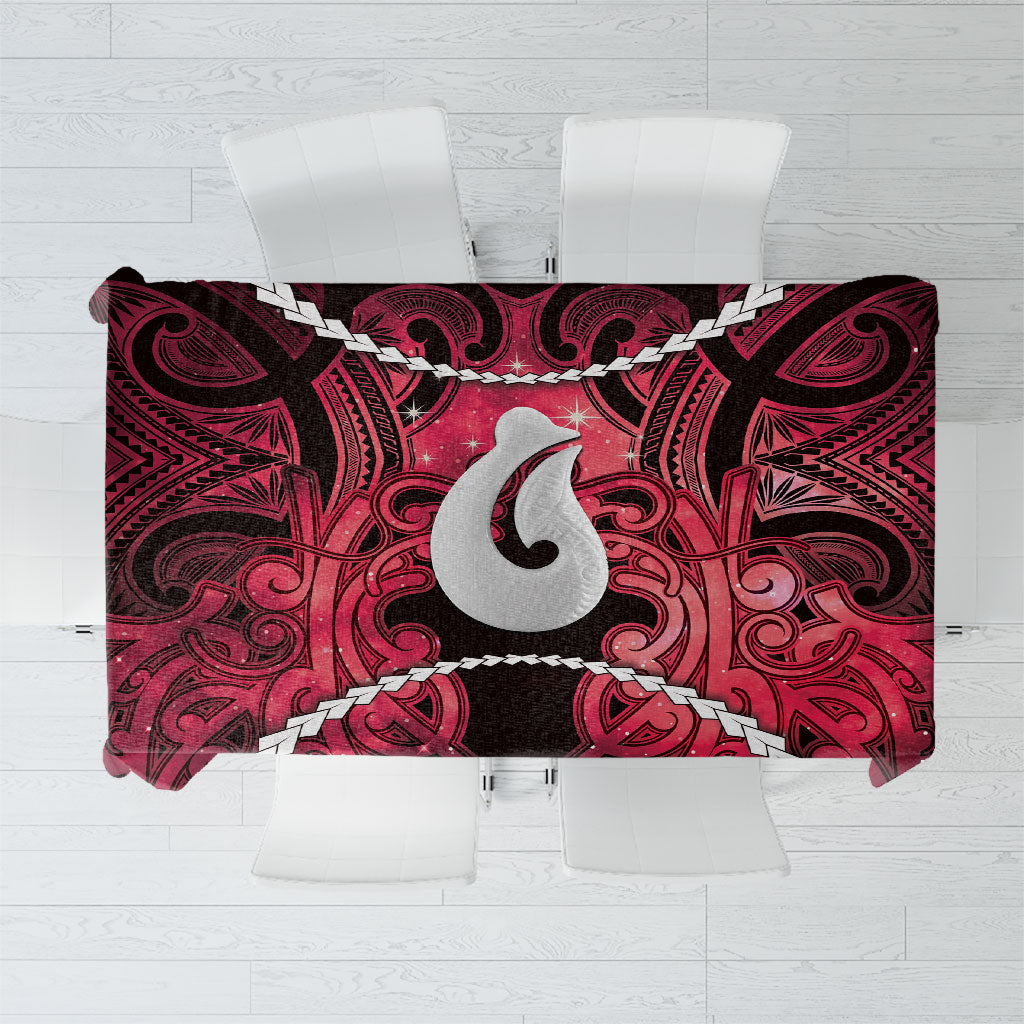 Maori Matariki Hei Matau Whero Tablecloth Maori Kowhaiwhai Pattern Galaxy LT01 Red - Polynesian Pride