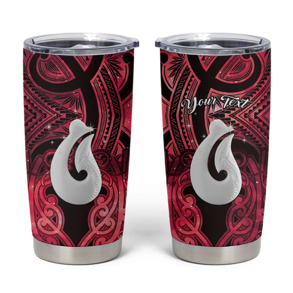 Personalised Maori Matariki Hei Matau Whero Tumbler Cup Maori Kowhaiwhai Pattern Galaxy LT01 Red - Polynesian Pride