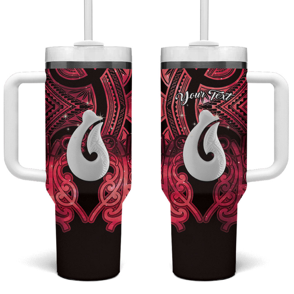 Personalised Maori Matariki Hei Matau Whero Tumbler With Handle Maori Kowhaiwhai Pattern Galaxy LT01 One Size: 40 oz Red - Polynesian Pride