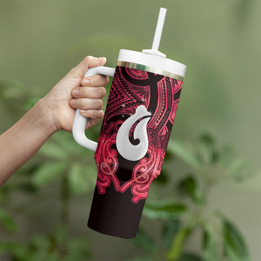 Personalised Maori Matariki Hei Matau Whero Tumbler With Handle Maori Kowhaiwhai Pattern Galaxy LT01 - Polynesian Pride