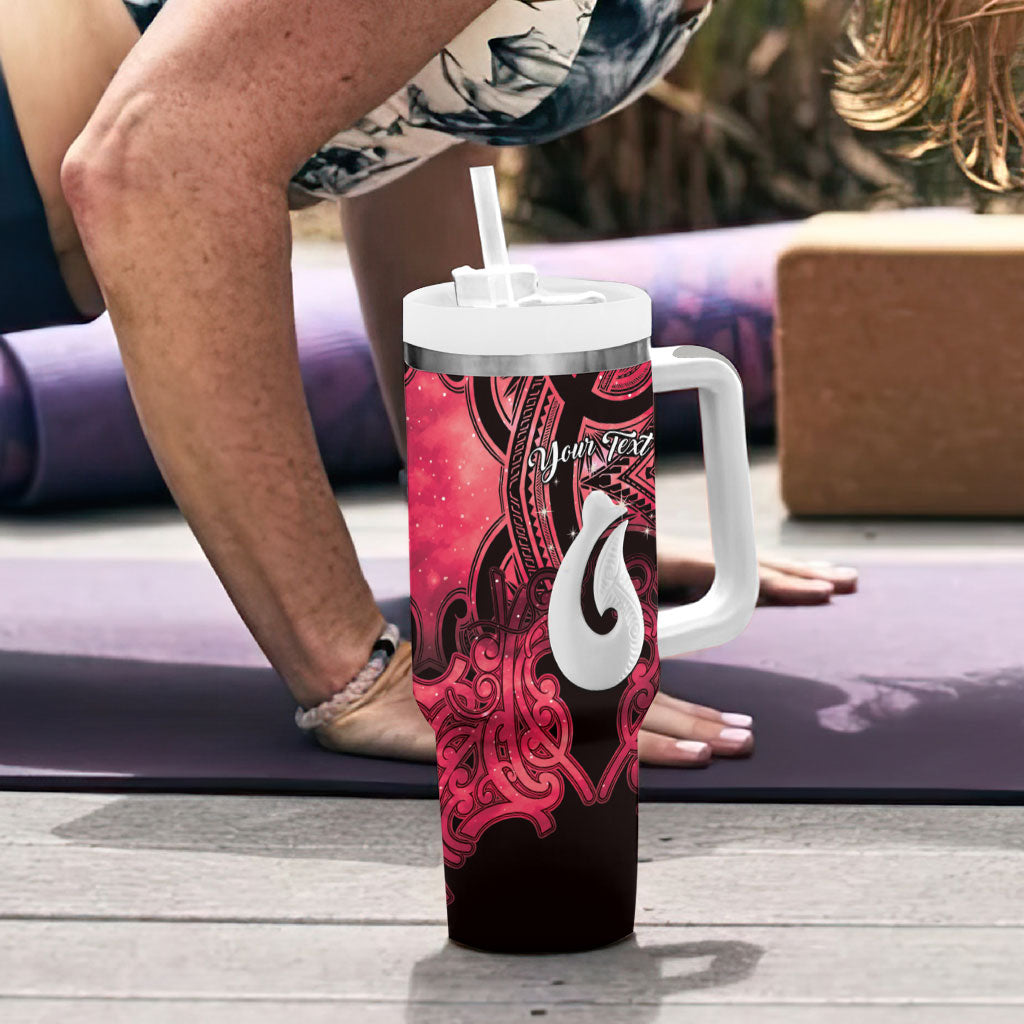 Personalised Maori Matariki Hei Matau Whero Tumbler With Handle Maori Kowhaiwhai Pattern Galaxy LT01 - Polynesian Pride