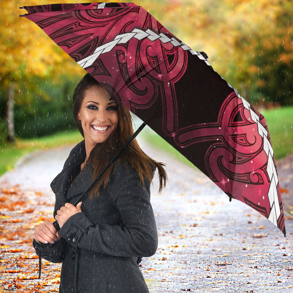 Maori Matariki Hei Matau Whero Umbrella Maori Kowhaiwhai Pattern Galaxy LT01 - Polynesian Pride
