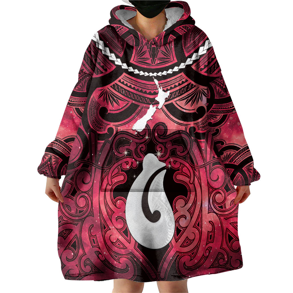 Personalised Maori Matariki Hei Matau Whero Wearable Blanket Hoodie Maori Kowhaiwhai Pattern Galaxy LT01 - Polynesian Pride