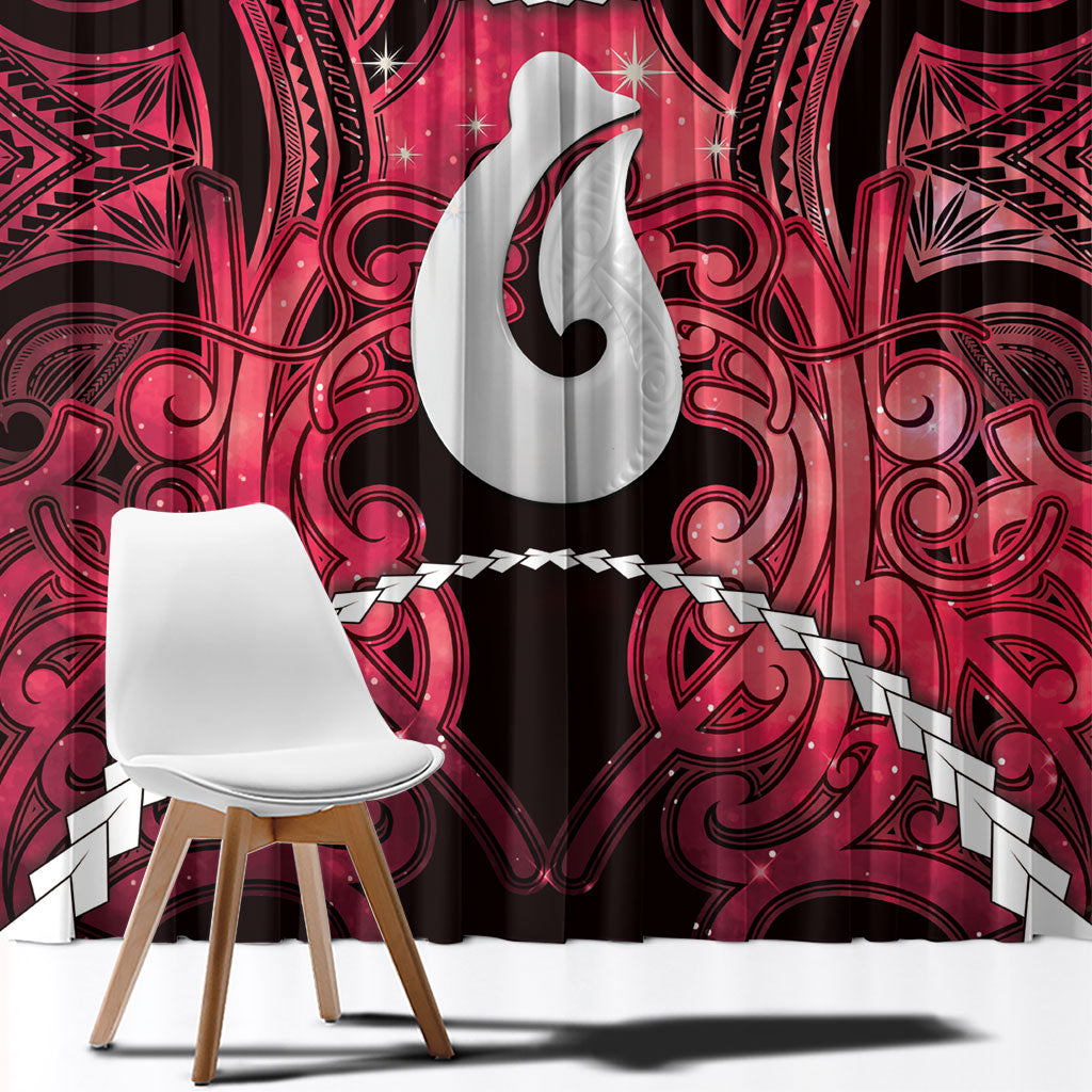 Maori Matariki Hei Matau Whero Window Curtain Maori Kowhaiwhai Pattern Galaxy LT01 - Polynesian Pride