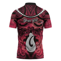 Personalised Maori Matariki Hei Matau Whero Zipper Polo Shirt Maori Kowhaiwhai Pattern Galaxy