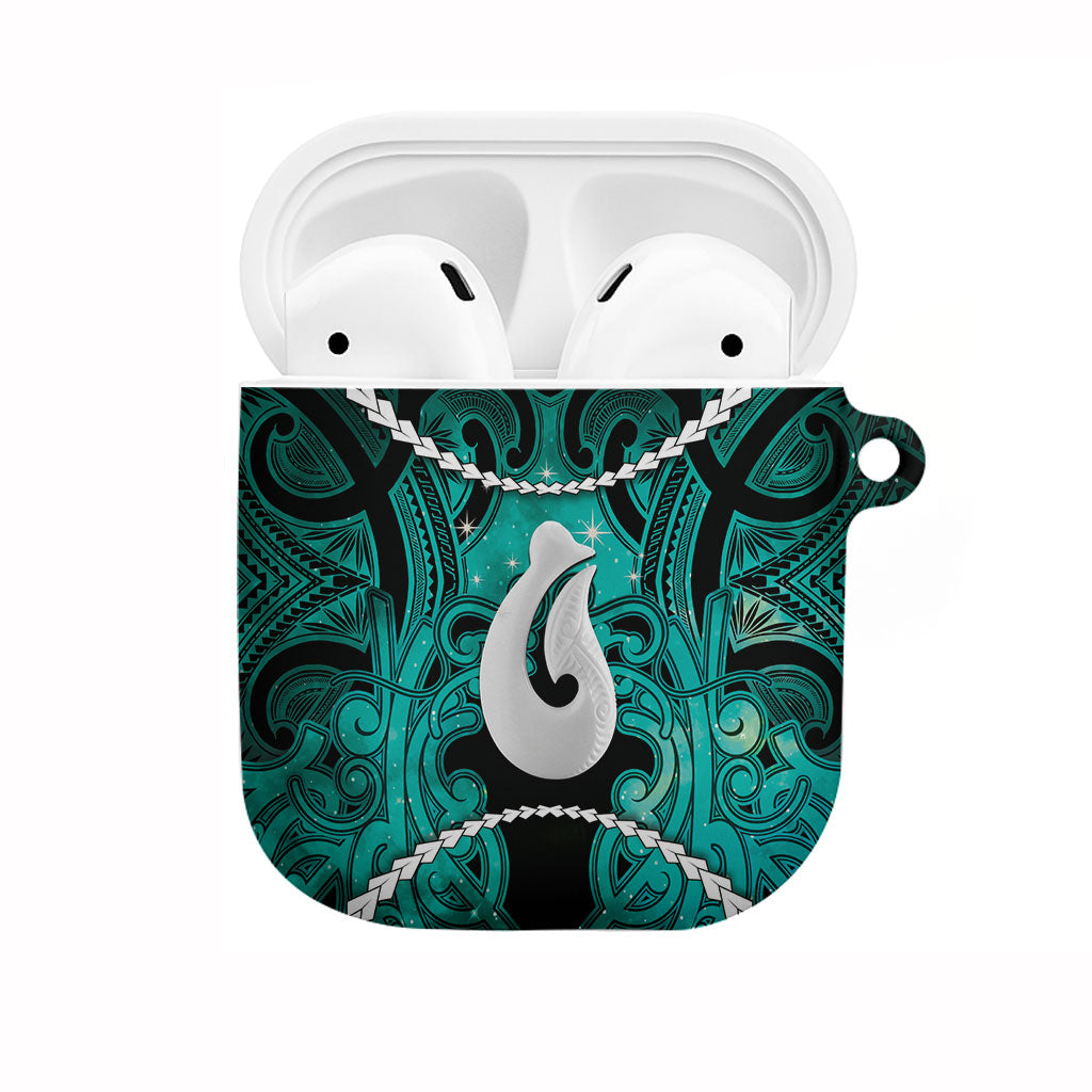 Maori Matariki Hei Matau Turquoise AirPods Case Maori Kowhaiwhai Pattern Galaxy