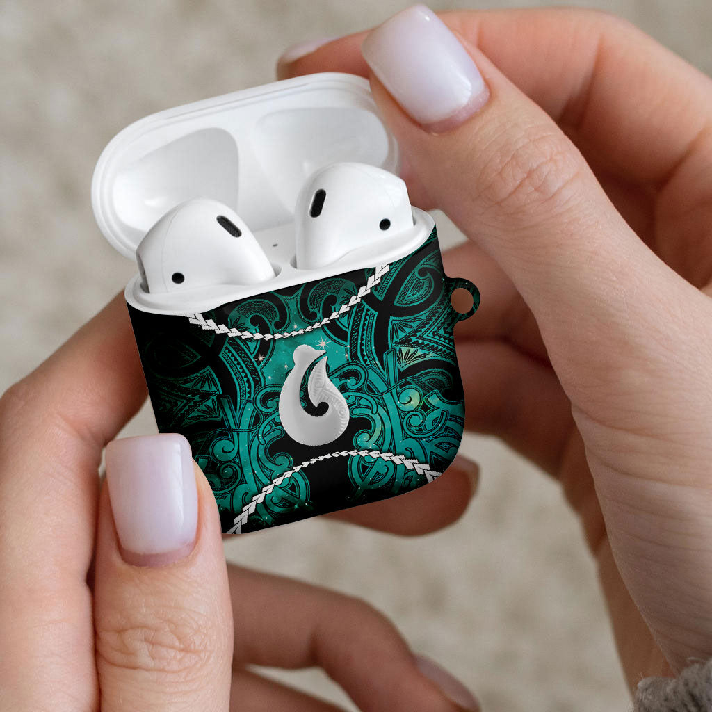 Maori Matariki Hei Matau Turquoise AirPods Case Maori Kowhaiwhai Pattern Galaxy