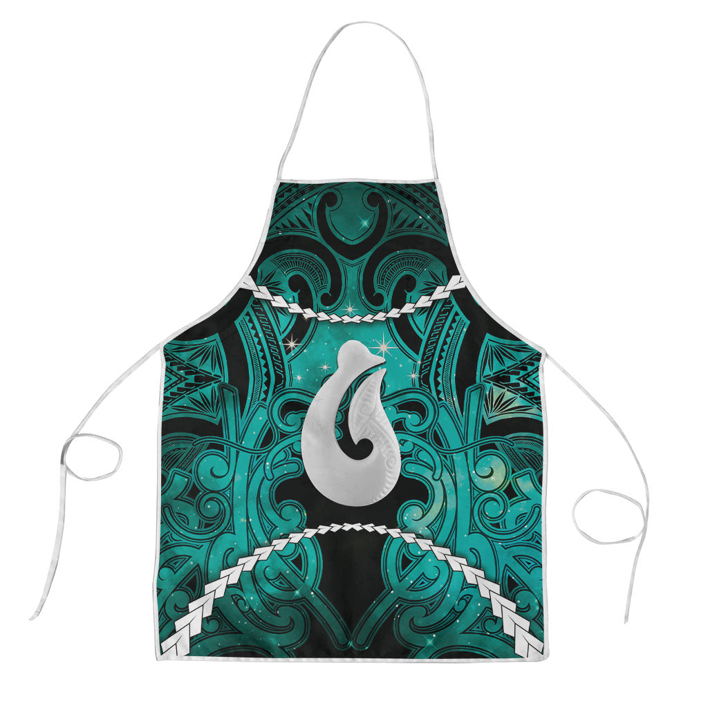Maori Matariki Hei Matau Turquoise Apron Maori Kowhaiwhai Pattern Galaxy LT01 Turquoise - Polynesian Pride