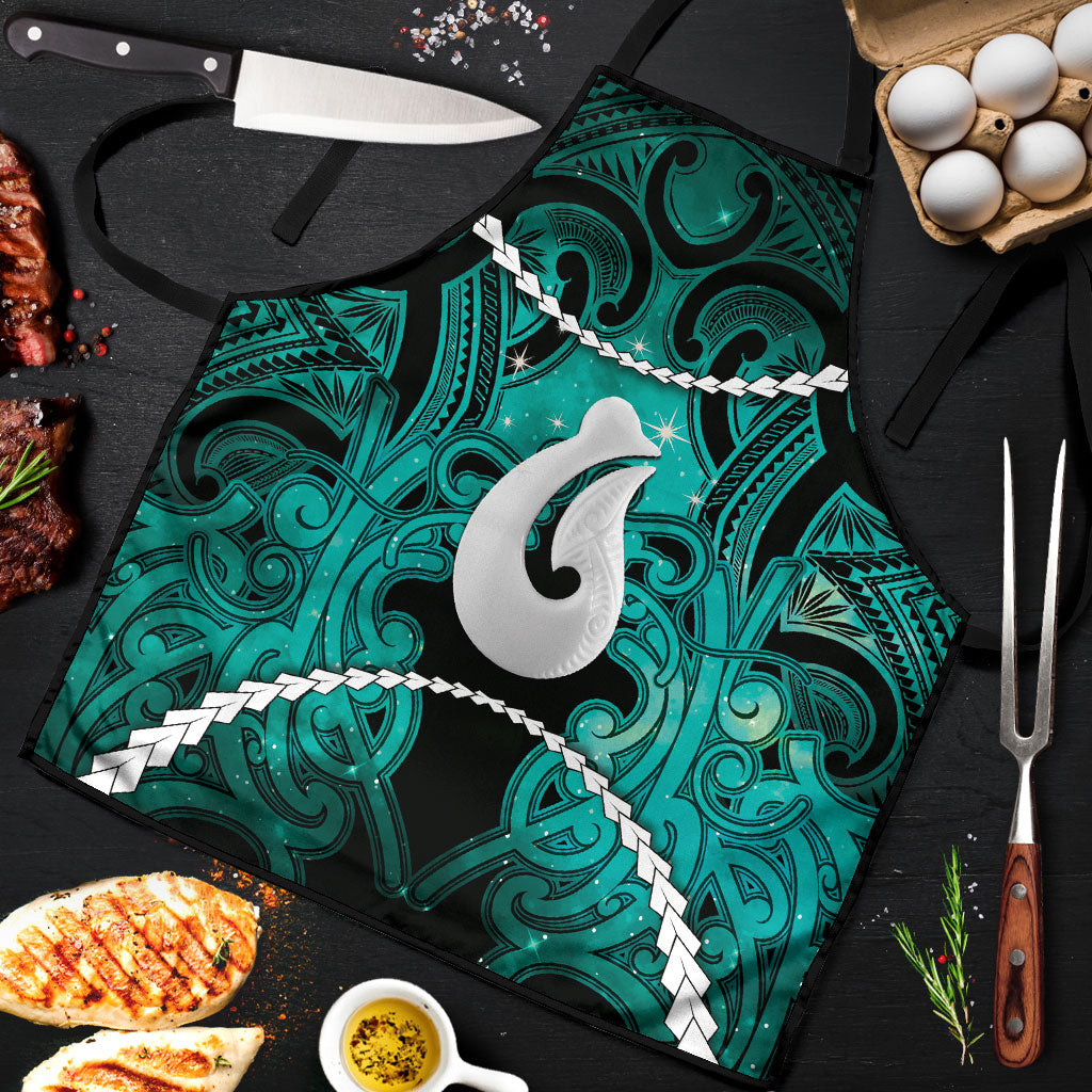 Maori Matariki Hei Matau Turquoise Apron Maori Kowhaiwhai Pattern Galaxy LT01 Turquoise - Polynesian Pride