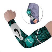 Personalised Maori Matariki Hei Matau Turquoise Arm Sleeves Maori Kowhaiwhai Pattern Galaxy