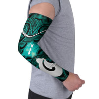 Personalised Maori Matariki Hei Matau Turquoise Arm Sleeves Maori Kowhaiwhai Pattern Galaxy
