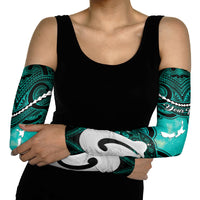 Personalised Maori Matariki Hei Matau Turquoise Arm Sleeves Maori Kowhaiwhai Pattern Galaxy