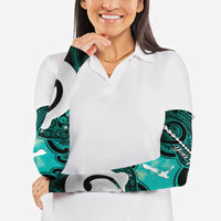 Personalised Maori Matariki Hei Matau Turquoise Arm Sleeves Maori Kowhaiwhai Pattern Galaxy