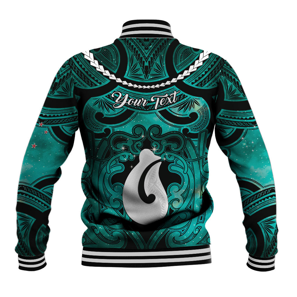 Personalised Maori Matariki Hei Matau Turquoise Baseball Jacket Maori Kowhaiwhai Pattern Galaxy LT01 - Polynesian Pride