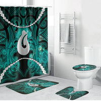 Maori Matariki Hei Matau Turquoise Bathroom Set Maori Kowhaiwhai Pattern Galaxy LT01 Bathroom Set (4 pcs) Turquoise - Polynesian Pride