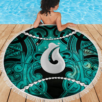 Maori Matariki Hei Matau Turquoise Beach Blanket Maori Kowhaiwhai Pattern Galaxy LT01 - Polynesian Pride