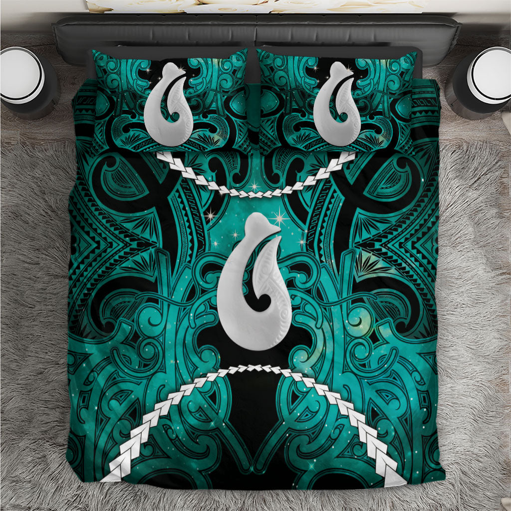 Maori Matariki Hei Matau Turquoise Bedding Set Maori Kowhaiwhai Pattern Galaxy LT01 Turquoise - Polynesian Pride