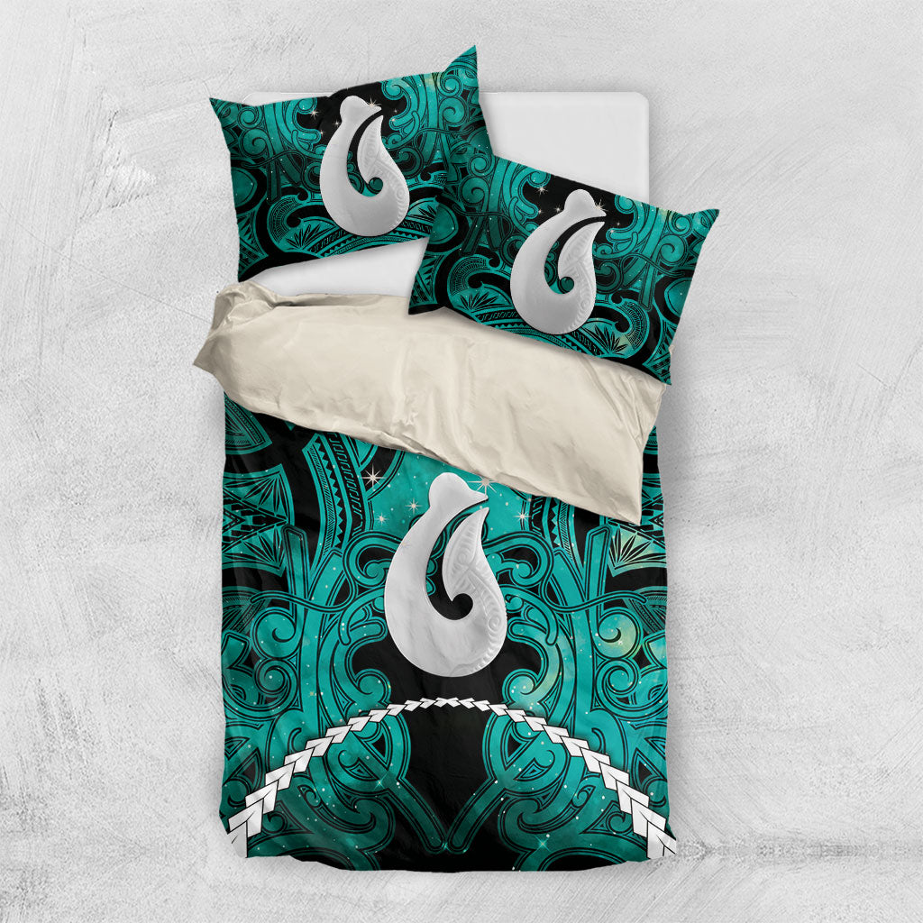 Maori Matariki Hei Matau Turquoise Bedding Set Maori Kowhaiwhai Pattern Galaxy LT01 US Twin 172cm x 218cm Turquoise - Polynesian Pride