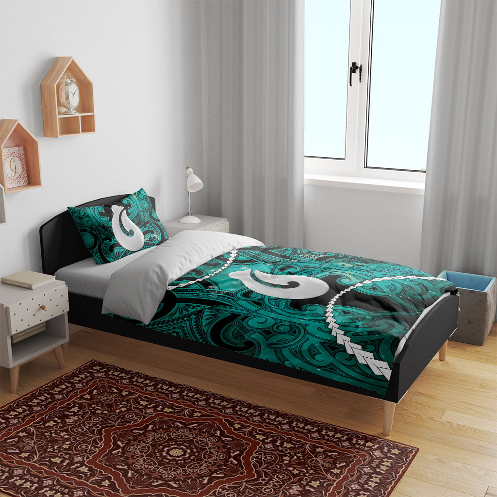 Maori Matariki Hei Matau Turquoise Bedding Set Maori Kowhaiwhai Pattern Galaxy LT01 - Polynesian Pride
