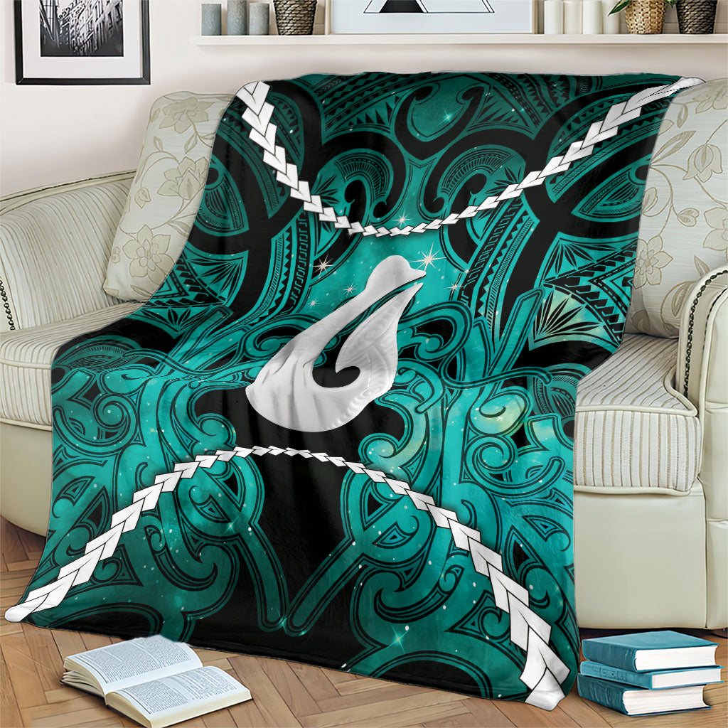 Maori Matariki Hei Matau Turquoise Blanket Maori Kowhaiwhai Pattern Galaxy LT01 - Polynesian Pride