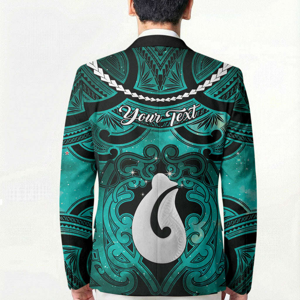Personalised Maori Matariki Hei Matau Turquoise Blazer Maori Kowhaiwhai Pattern Galaxy LT01 - Polynesian Pride