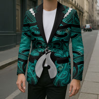 Personalised Maori Matariki Hei Matau Turquoise Blazer Maori Kowhaiwhai Pattern Galaxy LT01 - Polynesian Pride