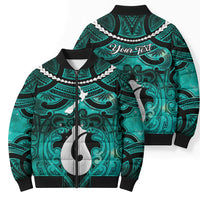 Personalised Maori Matariki Hei Matau Turquoise Bomber Puffer Jacket Maori Kowhaiwhai Pattern Galaxy LT01 - Polynesian Pride