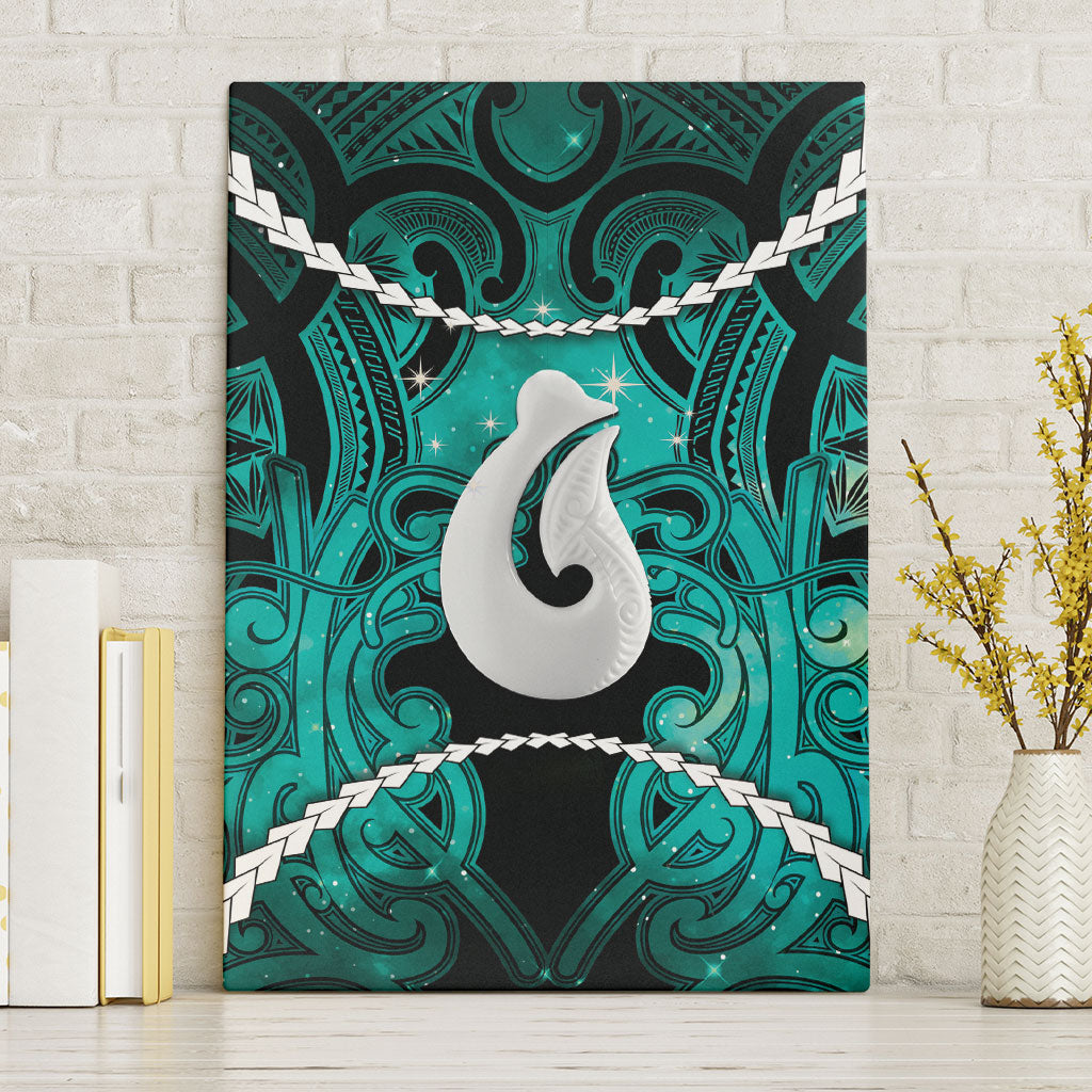 Maori Matariki Hei Matau Turquoise Canvas Wall Art Maori Kowhaiwhai Pattern Galaxy