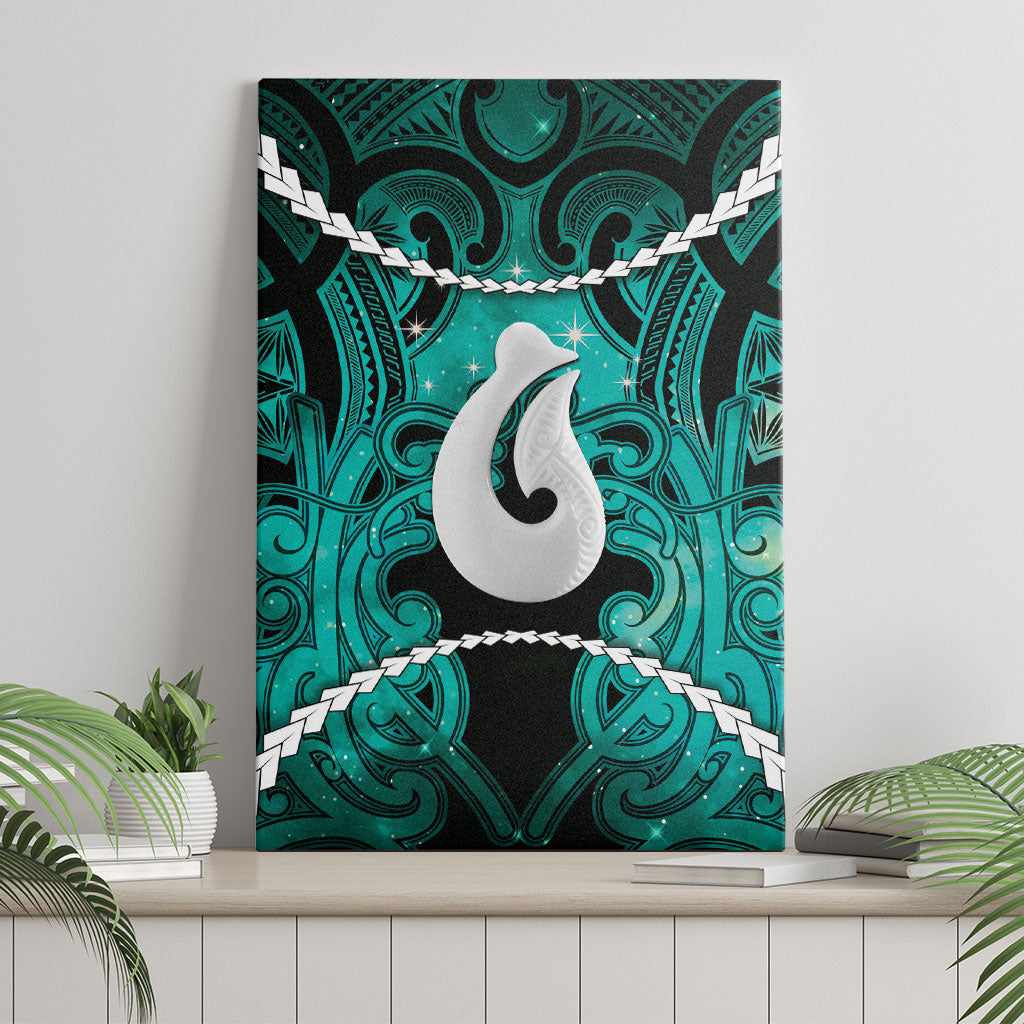 Maori Matariki Hei Matau Turquoise Canvas Wall Art Maori Kowhaiwhai Pattern Galaxy