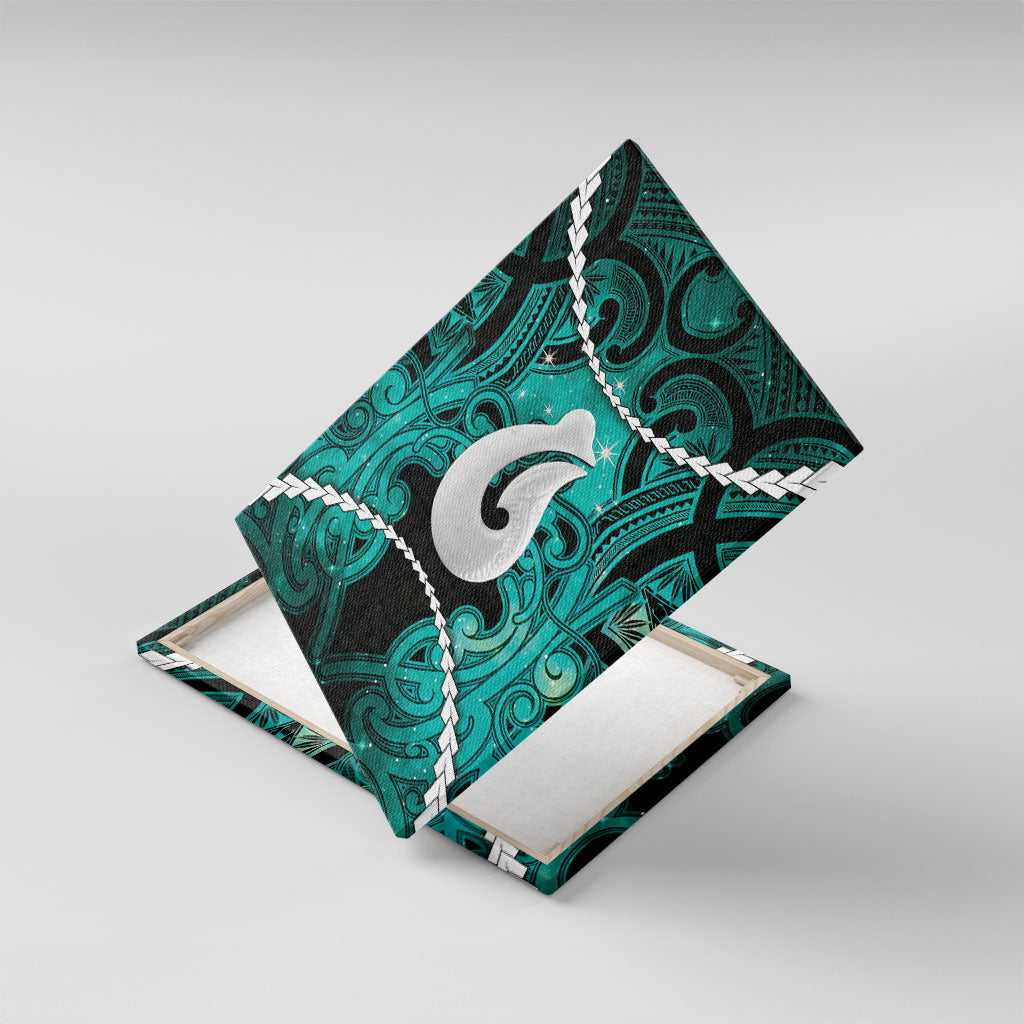 Maori Matariki Hei Matau Turquoise Canvas Wall Art Maori Kowhaiwhai Pattern Galaxy