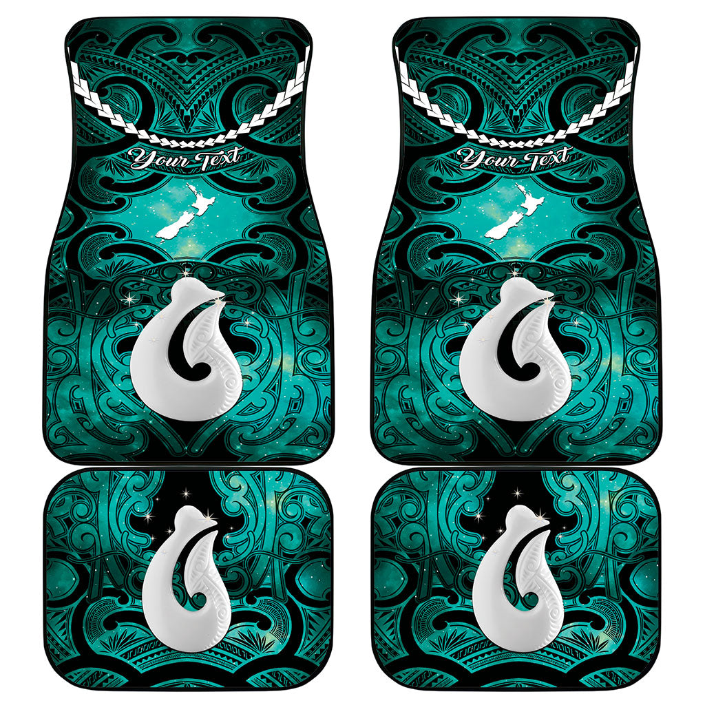 Personalised Maori Matariki Hei Matau Turquoise Car Mats Maori Kowhaiwhai Pattern Galaxy LT01 - Polynesian Pride