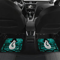 Personalised Maori Matariki Hei Matau Turquoise Car Mats Maori Kowhaiwhai Pattern Galaxy LT01 Set 2pcs - Back Turquoise - Polynesian Pride