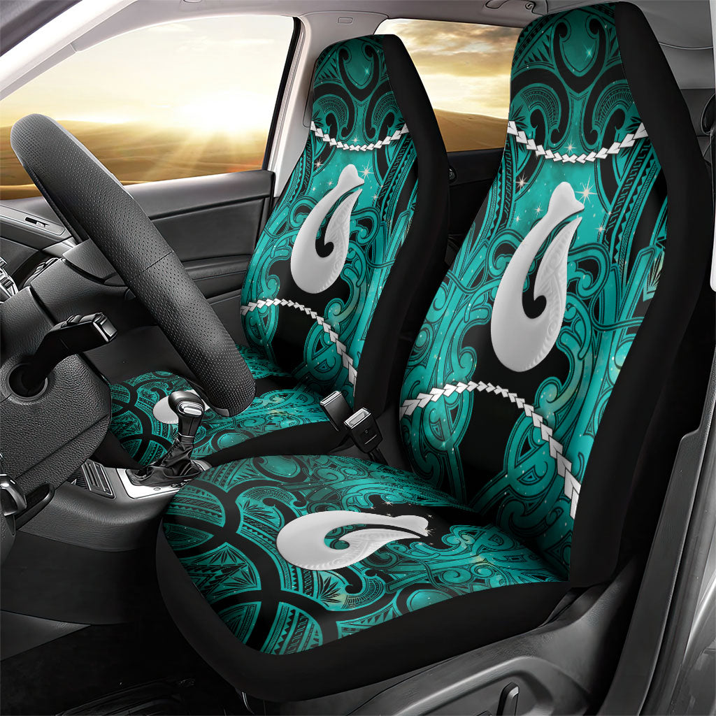 Maori Matariki Hei Matau Turquoise Car Seat Cover Maori Kowhaiwhai Pattern Galaxy LT01 - Polynesian Pride