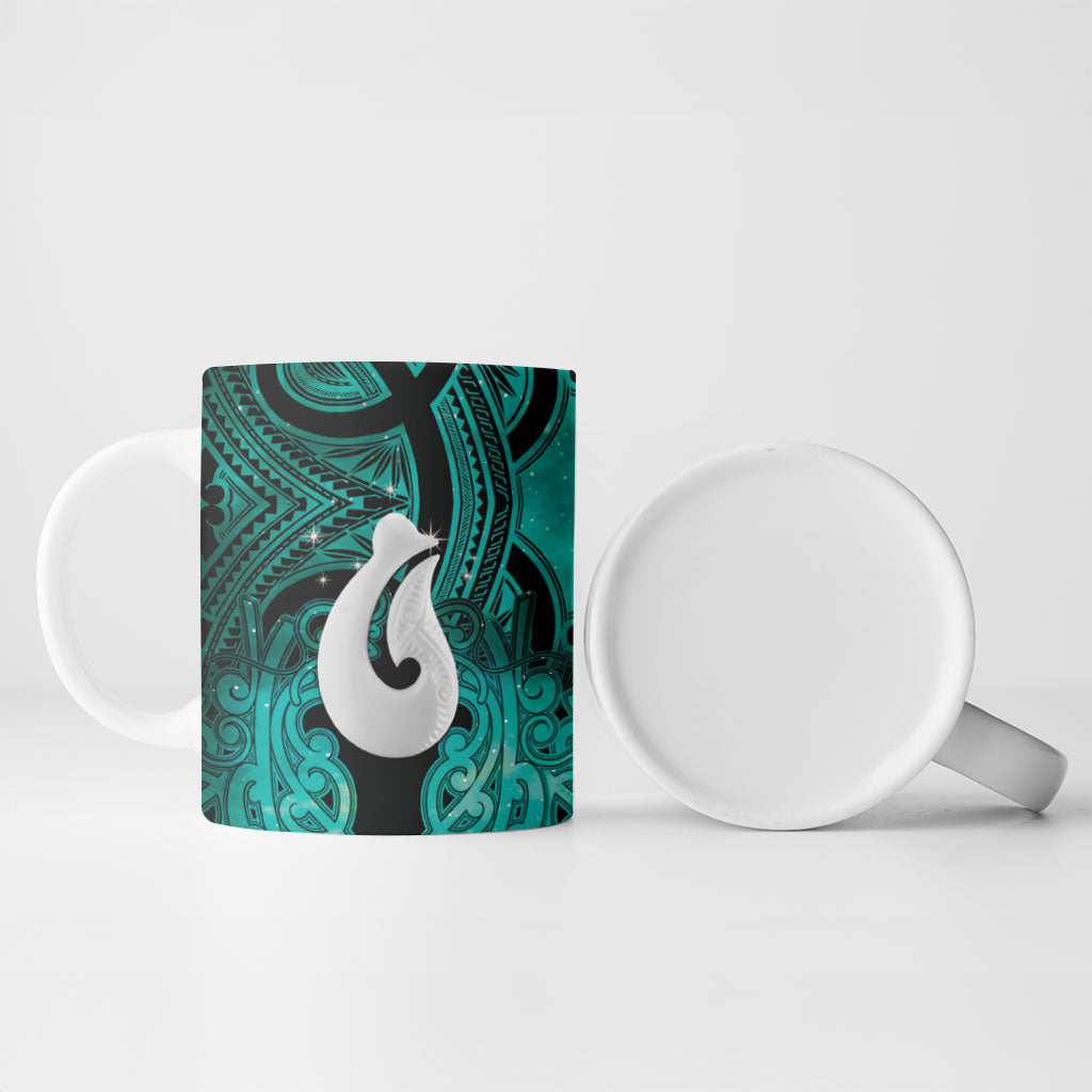 Personalised Maori Matariki Hei Matau Turquoise Ceramic Mug Maori Kowhaiwhai Pattern Galaxy LT01 - Polynesian Pride