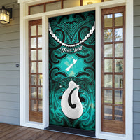 Personalised Maori Matariki Hei Matau Turquoise Door Cover Maori Kowhaiwhai Pattern Galaxy LT01 - Polynesian Pride