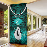 Personalised Maori Matariki Hei Matau Turquoise Door Cover Maori Kowhaiwhai Pattern Galaxy LT01 - Polynesian Pride