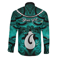 Personalised Maori Matariki Hei Matau Turquoise Family Matching Mermaid Dress and Hawaiian Shirt Maori Kowhaiwhai Pattern Galaxy