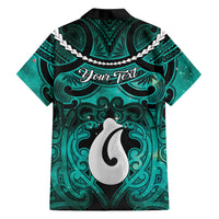 Personalised Maori Matariki Hei Matau Turquoise Family Matching Puletasi and Hawaiian Shirt Maori Kowhaiwhai Pattern Galaxy