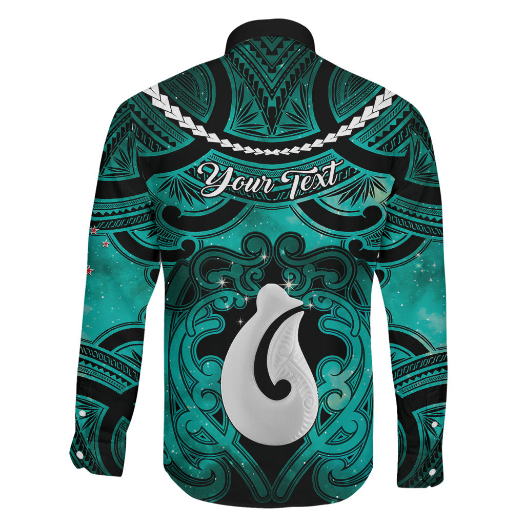 Personalised Maori Matariki Hei Matau Turquoise Family Matching Puletasi and Hawaiian Shirt Maori Kowhaiwhai Pattern Galaxy