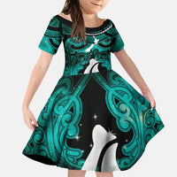 Personalised Maori Matariki Hei Matau Turquoise Family Matching Tank Maxi Dress and Hawaiian Shirt Maori Kowhaiwhai Pattern Galaxy