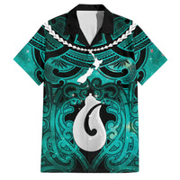 Personalised Maori Matariki Hei Matau Turquoise Family Matching Tank Maxi Dress and Hawaiian Shirt Maori Kowhaiwhai Pattern Galaxy
