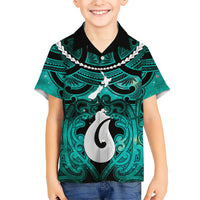 Personalised Maori Matariki Hei Matau Turquoise Family Matching Tank Maxi Dress and Hawaiian Shirt Maori Kowhaiwhai Pattern Galaxy