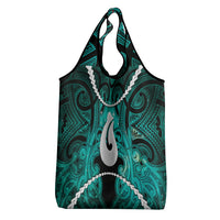 Maori Matariki Hei Matau Turquoise Grocery Bag Maori Kowhaiwhai Pattern Galaxy LT01 - Polynesian Pride
