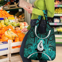 Maori Matariki Hei Matau Turquoise Grocery Bag Maori Kowhaiwhai Pattern Galaxy LT01 - Polynesian Pride