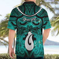 Personalised Maori Matariki Hei Matau Turquoise Hawaiian Shirt Maori Kowhaiwhai Pattern Galaxy LT01 - Polynesian Pride