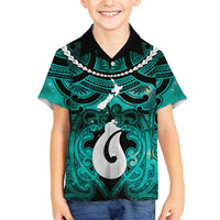 Personalised Maori Matariki Hei Matau Turquoise Hawaiian Shirt Maori Kowhaiwhai Pattern Galaxy LT01 - Polynesian Pride