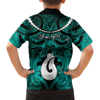 Personalised Maori Matariki Hei Matau Turquoise Hawaiian Shirt Maori Kowhaiwhai Pattern Galaxy LT01 - Polynesian Pride