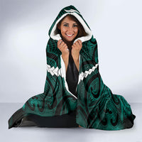 Maori Matariki Hei Matau Turquoise Hooded Blanket Maori Kowhaiwhai Pattern Galaxy LT01 - Polynesian Pride