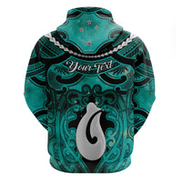 Personalised Maori Matariki Hei Matau Turquoise Hoodie Maori Kowhaiwhai Pattern Galaxy LT01 - Polynesian Pride