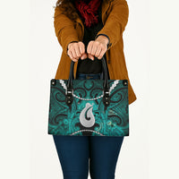 Maori Matariki Hei Matau Turquoise Leather Bag Maori Kowhaiwhai Pattern Galaxy LT01 - Polynesian Pride